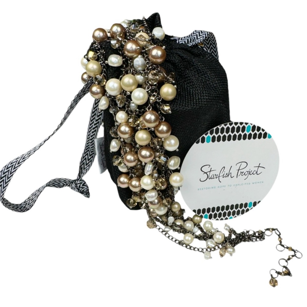 Starfish Project Freshwater Pearl & Crystal Bead Statement Necklace